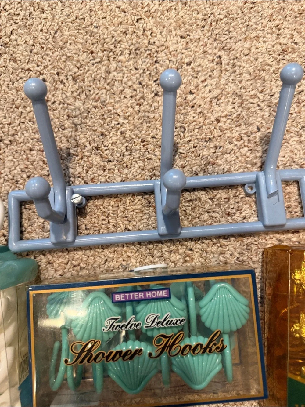 Better Homes And Gardens Light Blue Hook Rack with Teal Shell Shower Hooks